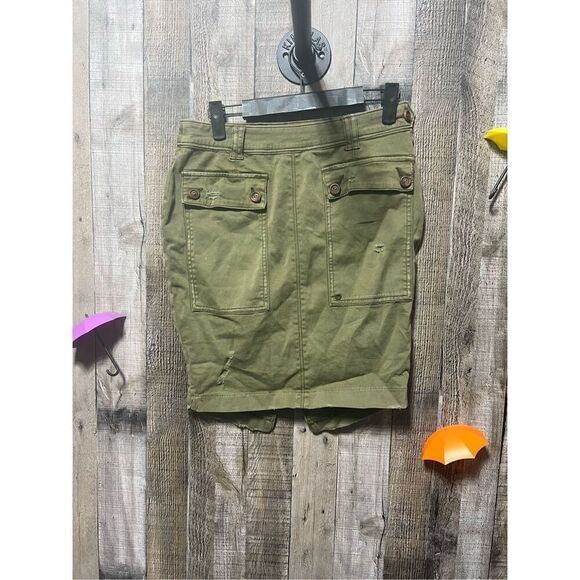 Anthropologie Hei Hei Skirt Olive Green Denim With Distressing - Picture 1 of 5
